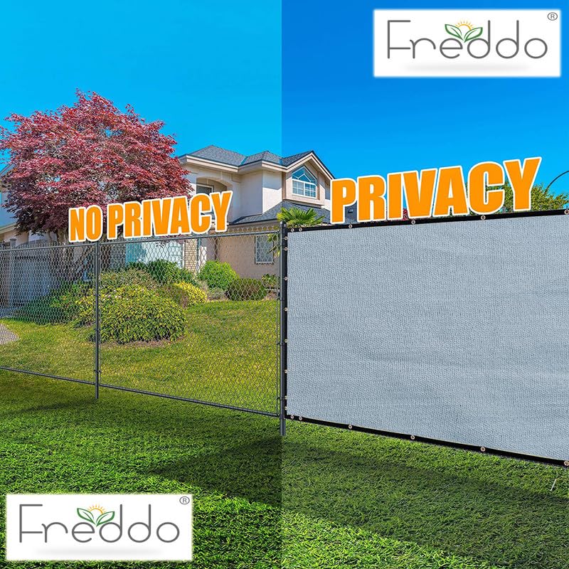 FREDDO Privacy Screen Fence Shade Net for Balcony, Garden, Terrace & Outdoor Fence – Heavy Duty with Polyester Band, Brass Eyelets & Tie Cords (Grey, 1 x 4 Mtr) - Image 2