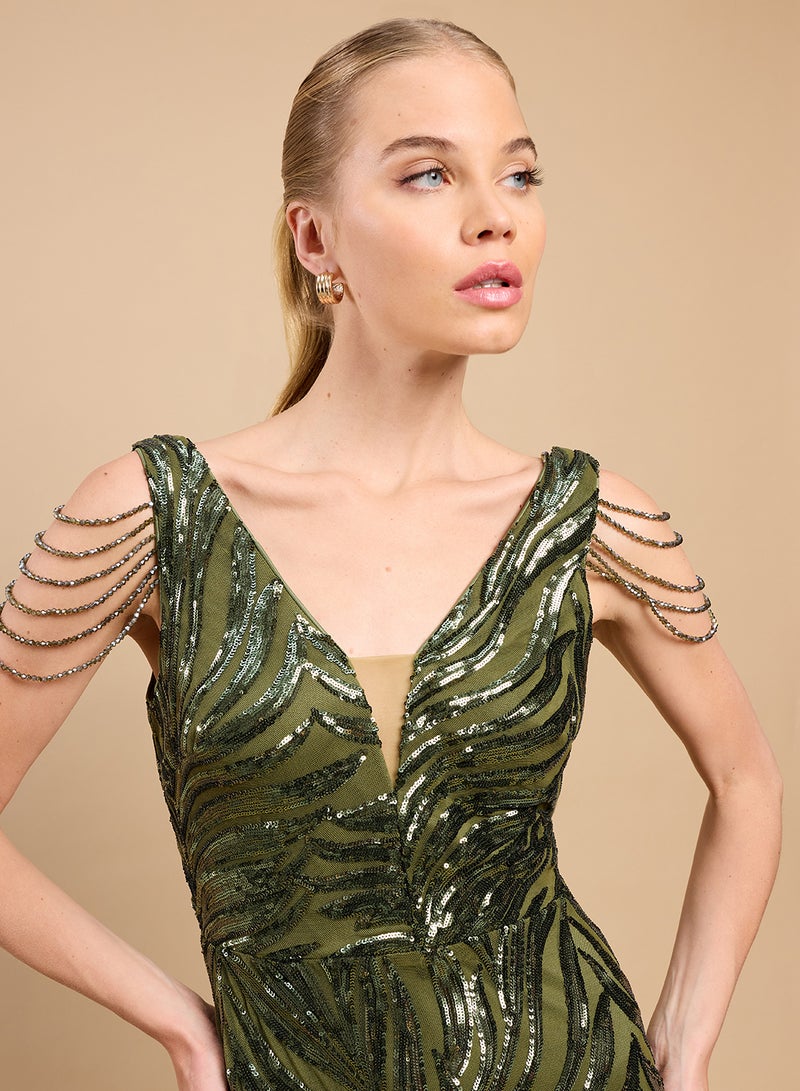 Little Mistress Slink Gathering V Neck Sleeveless Bodycon Maxi Dress - Image 3