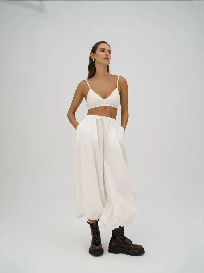 ماي كولكشن MAI STUDIOS Cotton Poplin Elastic-Waist Jogger Pants