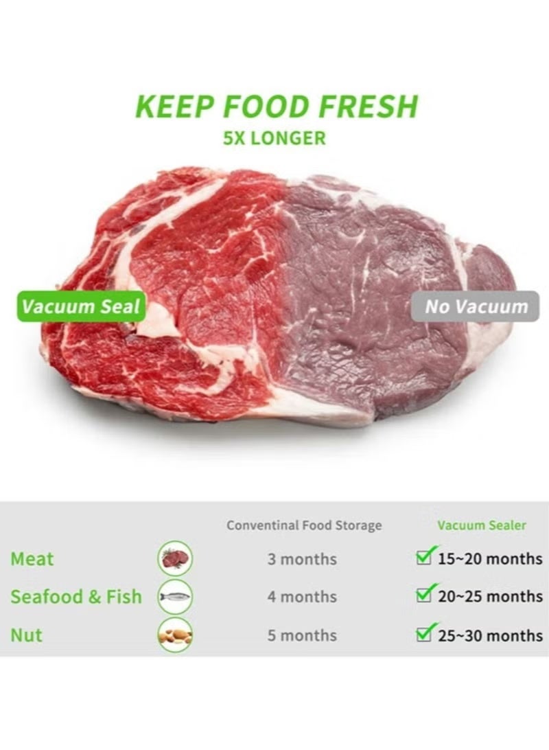 TIGER Automatic Vacuum Sealer for Food Storage and Preservation with LED Indicators – Compact Food Saver Machine with 10-Piece Sealing Bag Starter Kit - Image 5