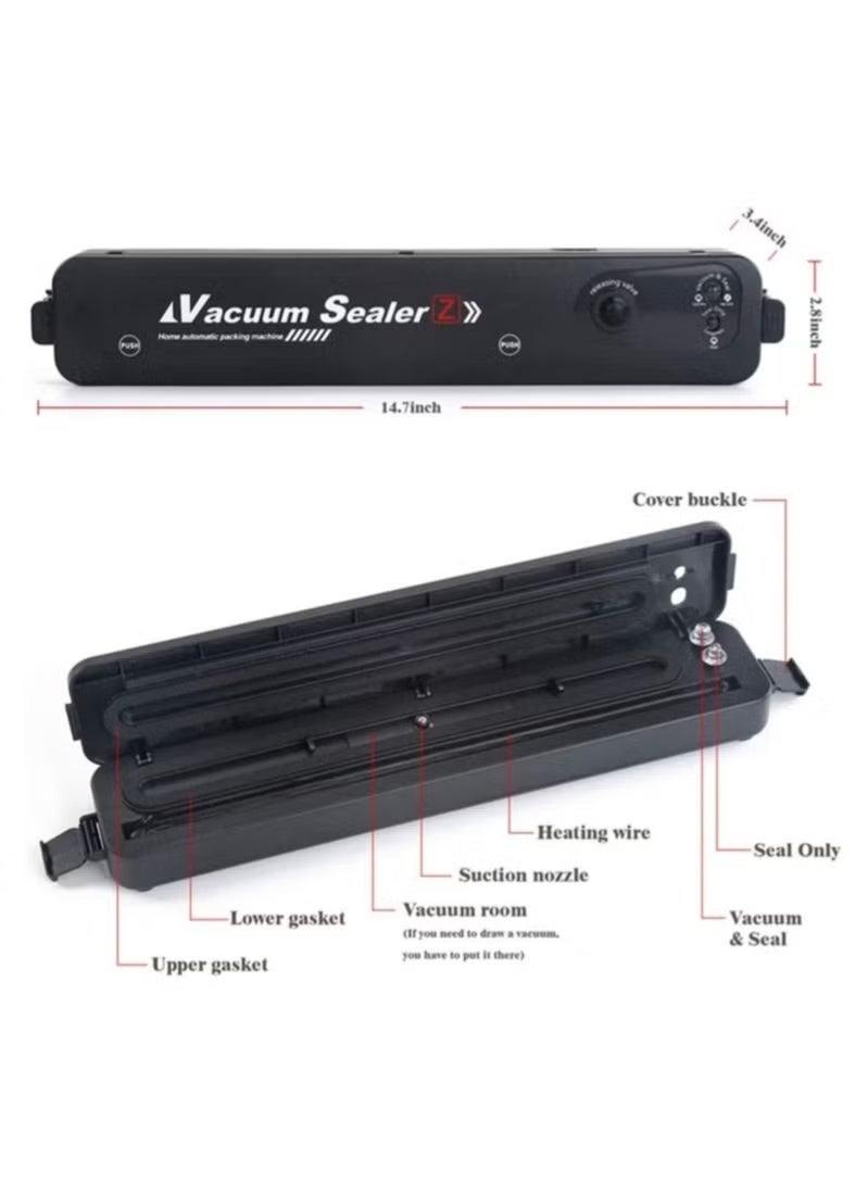 TIGER Automatic Vacuum Sealer for Food Storage and Preservation with LED Indicators – Compact Food Saver Machine with 10-Piece Sealing Bag Starter Kit - Image 1