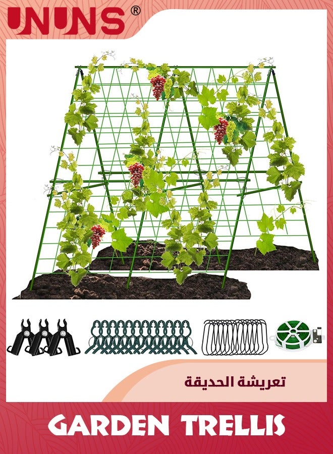 UNUNS Plant Climbing Trellis,48”x 48”Foldable Cucumber Trellis Set,A-Frame Garden Trellis For Climbing Plant Outdoor,Detachable Cucumber Trellis For Raised Bed,Plant Grow Support For Tomato,Squash,Vegetable - Image 1