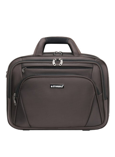 Laptop Bag, Premium 15.6" Business Briefcase With Multiple Compartments, Padded Shoulder Strap, And Water-Resistant Material, Brown