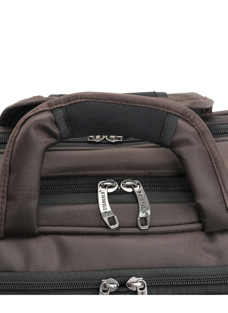 Laptop Bag, Premium 15.6" Business Briefcase With Multiple Compartments, Padded Shoulder Strap, And Water-Resistant Material, Brown