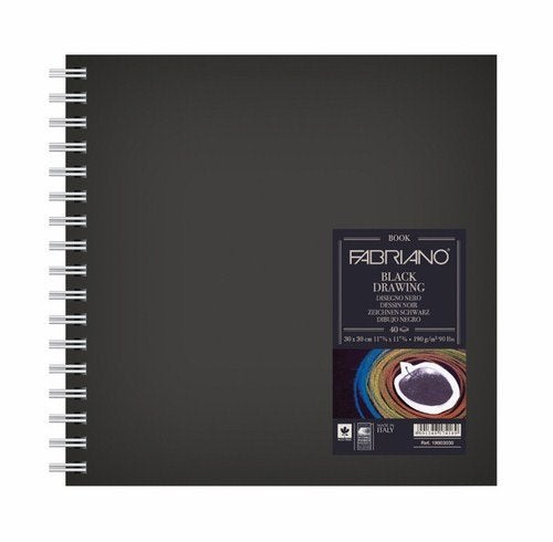 Fabriano Black Drawing Book Spiral Bound Squared 30X30 cm