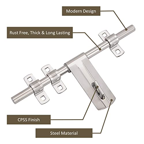 Atom 12 Inch Steel Aldrop | Fancy Aldrop for Door Fittings Kit, Door Accessories | Chrome Plated Silver Satin Finish (WSA333-CPSS) - Image 2