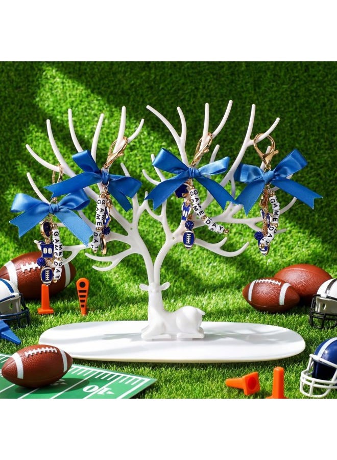 Nosiny 12 Pcs Cheer Bow Football Bag Charms Keychain Game Day Purse Charms Football Mom Essentials Gears Gift Accessories, Blue, about 4.33 x 3.15 inches/ 11 x 8 cm - Image 3