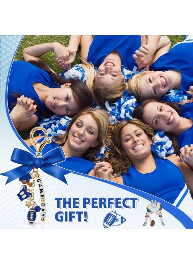 Nosiny 12 Pcs Cheer Bow Football Bag Charms Keychain Game Day Purse Charms Football Mom Essentials Gears Gift Accessories, Blue, about 4.33 x 3.15 inches/ 11 x 8 cm - Image 5