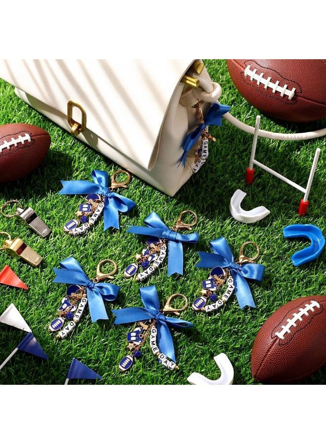 Nosiny 12 Pcs Cheer Bow Football Bag Charms Keychain Game Day Purse Charms Football Mom Essentials Gears Gift Accessories, Blue, about 4.33 x 3.15 inches/ 11 x 8 cm - Image 4