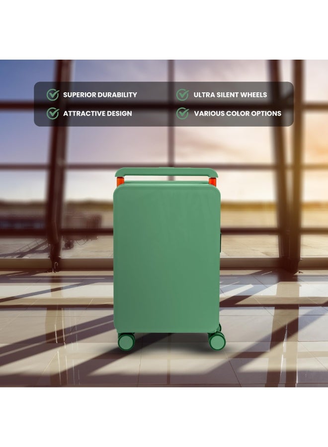 حقيبة سفر فاخرة ذات جودة عالية خفيفة و يدوية مقاس 20 بوصة معتمدة من شركات الطيران | هيكل صلب من مادة PC مزودة بعجلات للسفر | لون اخضر - Image 2