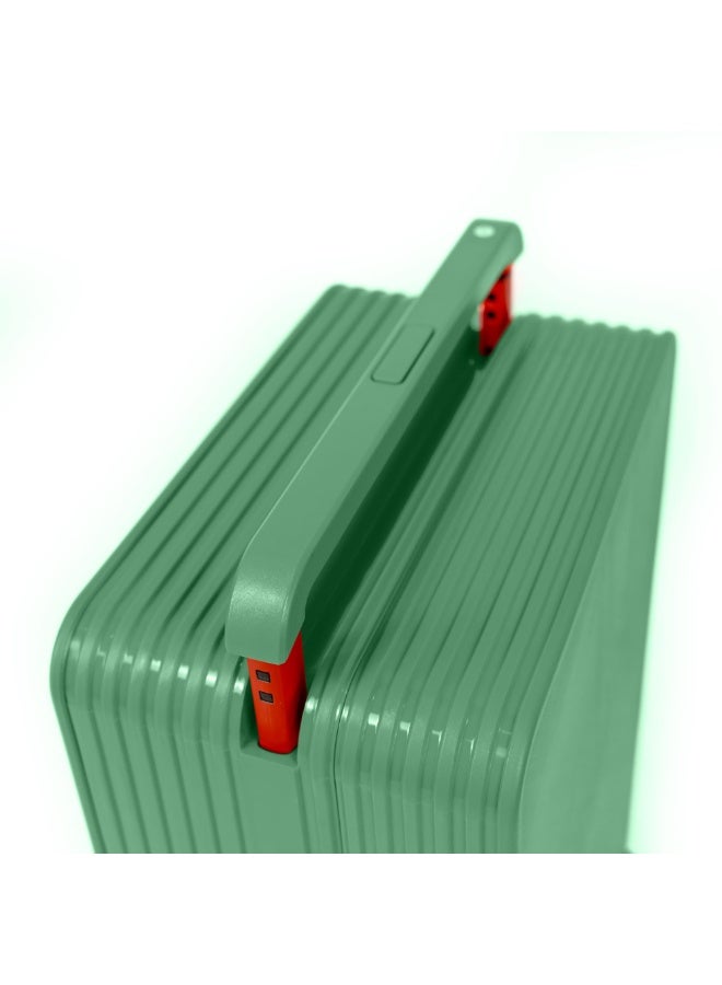 حقيبة سفر فاخرة ذات جودة عالية خفيفة و يدوية مقاس 20 بوصة معتمدة من شركات الطيران | هيكل صلب من مادة PC مزودة بعجلات للسفر | لون اخضر - Image 4