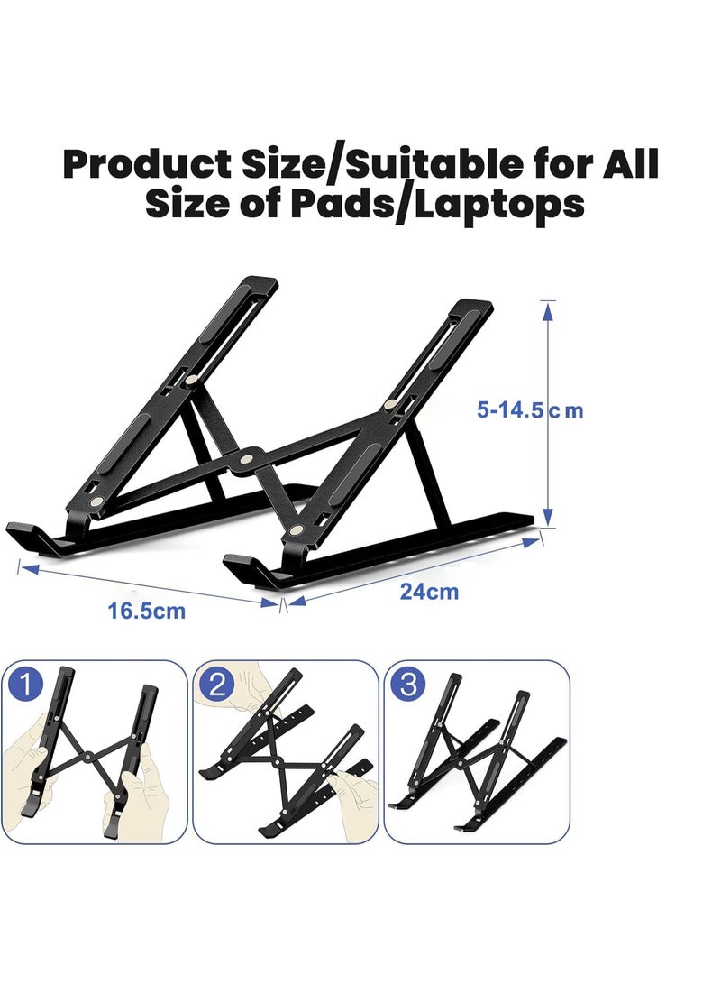 هالامين حامل كمبيوتر محمول، حامل كمبيوتر محمول، حامل كمبيوتر محمول قابل للتعديل، حامل كمبيوتر محمول (أسود) - Image 4