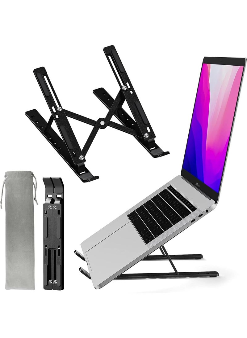 هالامين حامل كمبيوتر محمول، حامل كمبيوتر محمول، حامل كمبيوتر محمول قابل للتعديل، حامل كمبيوتر محمول (أسود) - Image 1