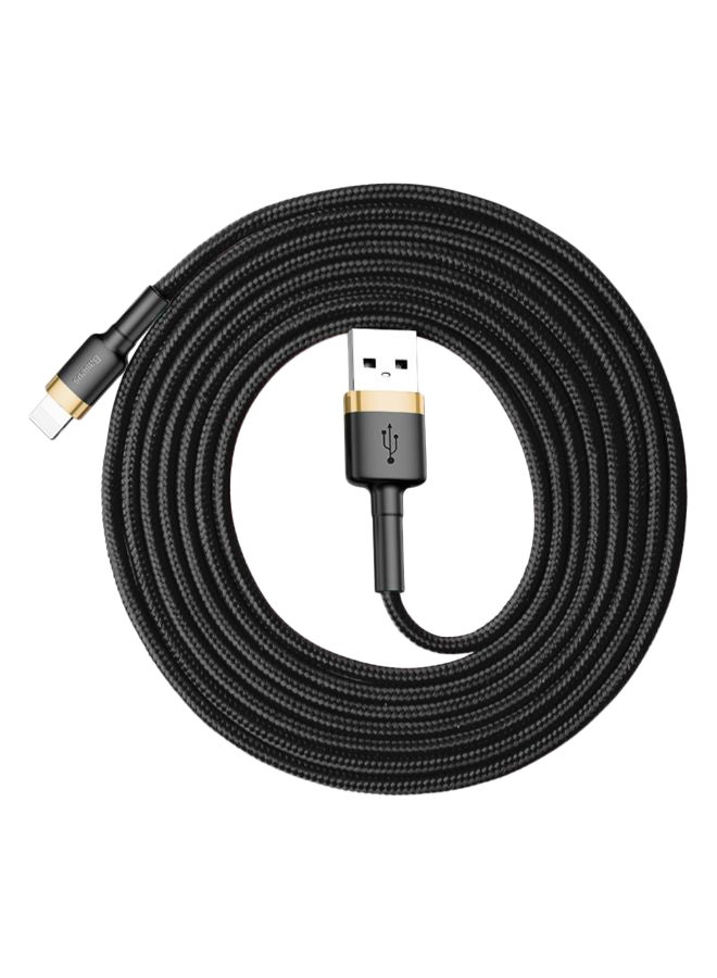 بيسوس كابل شحن USB إلى Lightning كافول من النايلون المضفر عالي الكثافة للشحن السريع متوافق مع هواتف آيفون 13 و12 و11 برو ماكس وميني وXS وX و8 و7 و6 و5 وSE وآي باد (بطول 2 متر) ذهبي/ أسود - Image 2