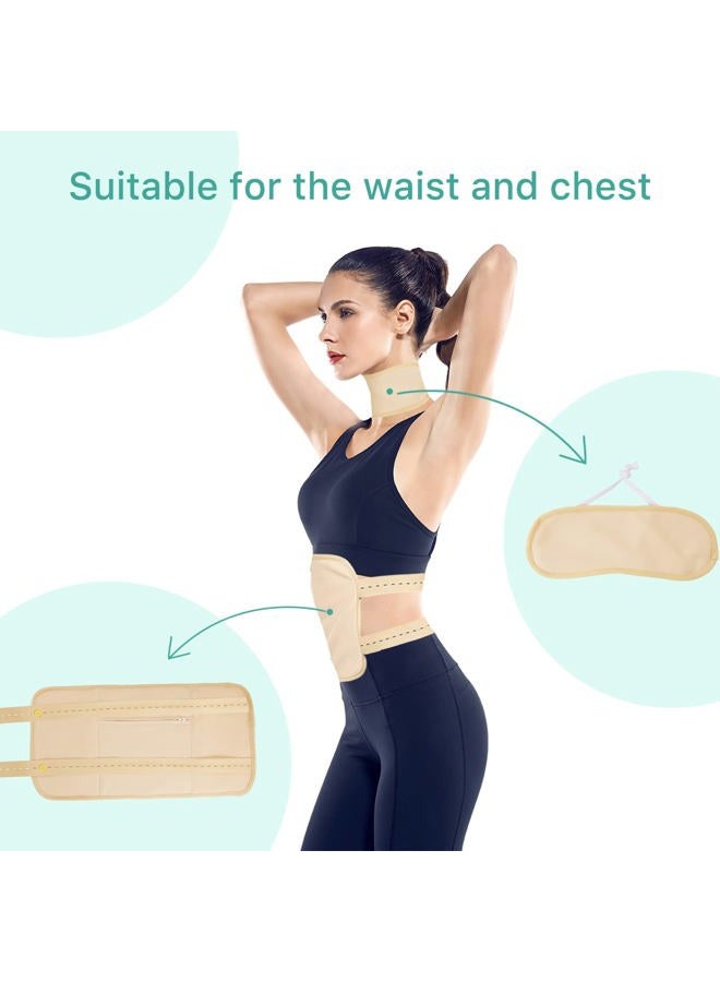 Sefudun Castor Oil Pack Wrap Reusable for Waist and Neck, Castor Oil Pack Kit for Constipation Inflammation & Less Stress, Elastic Strap Bamboo Cotton Anti Oil Leak (Khaki) - Image 3
