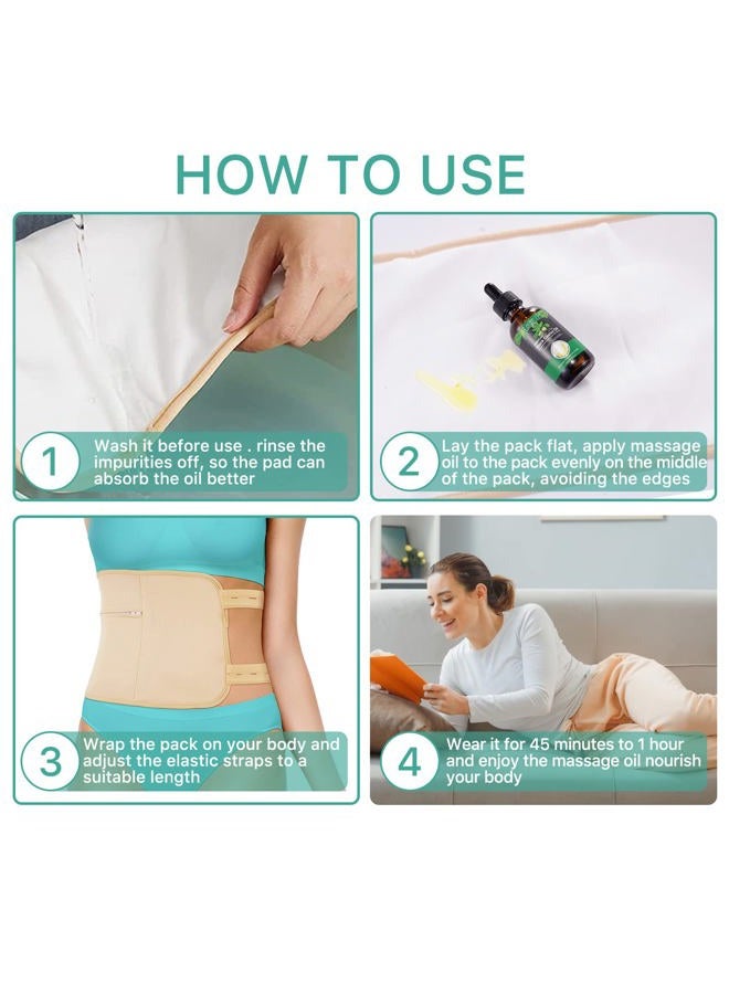 Sefudun Castor Oil Pack Wrap Reusable for Waist and Neck, Castor Oil Pack Kit for Constipation Inflammation & Less Stress, Elastic Strap Bamboo Cotton Anti Oil Leak (Khaki) - Image 5