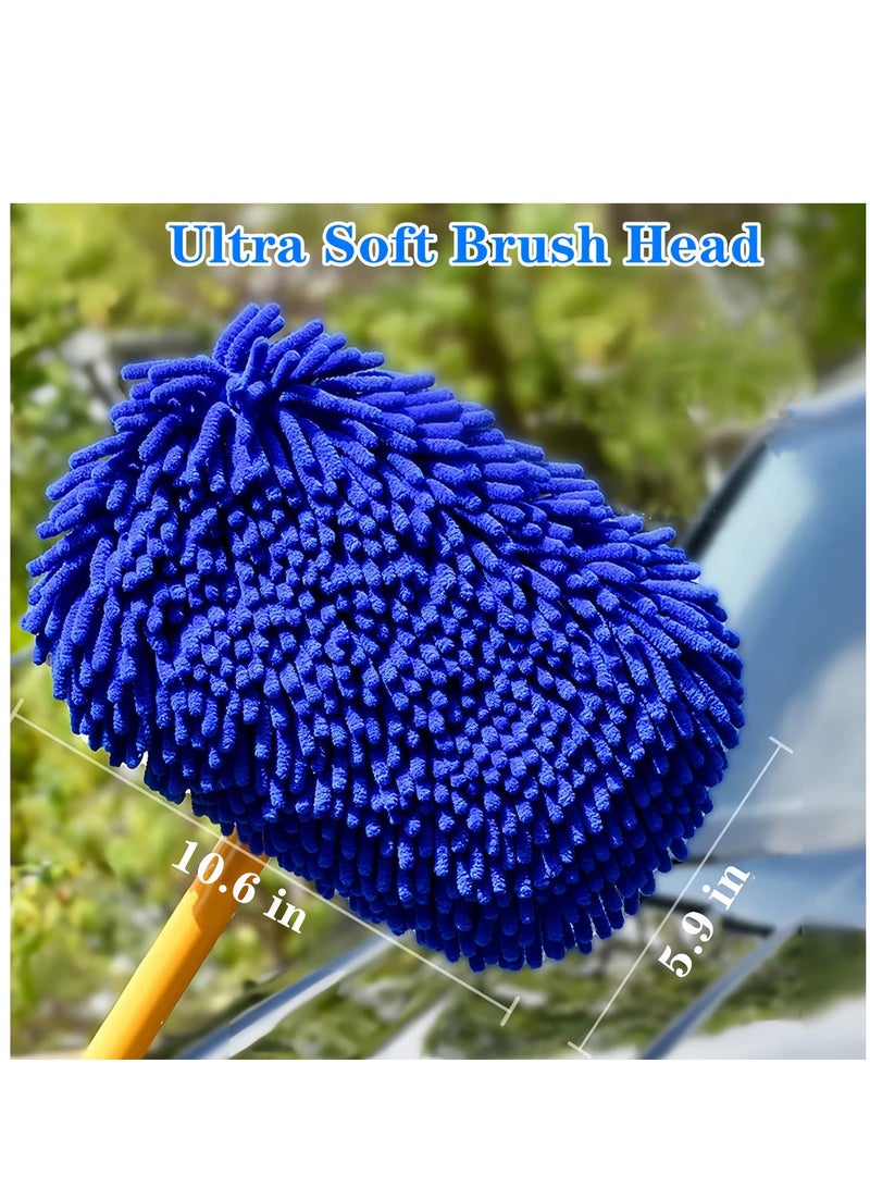 Excefore Upgrade Car Wash Brush with Long Handle,Chenille Microfiber Car Cleaning Brush Supplies Kit Car Wash Mop Accessories Car Washing Brush with Scratch-Free Replacement Head, Blue - Image 5