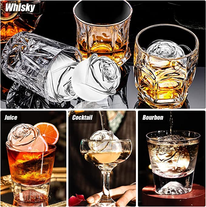 kesig Rose Ice Molds Large Ice Cube Trays Make Flower Shape Ice Silicone Rubber Fun Big Ice Ball Maker for Cocktails Juice Whiskey Bourbon Freezer Dishwasher Safe - Image 4