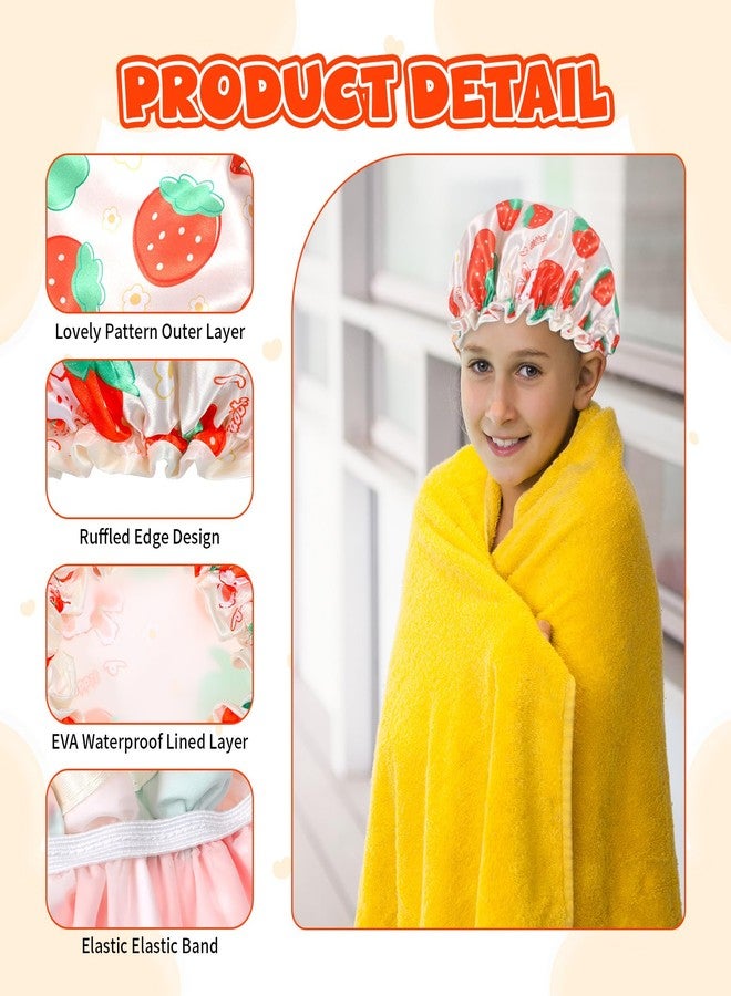 Jeffdad Kids Shower Caps, 3 PCS Toddler Cute Shower Cap Double Layers Shower Caps Cute Rabbit Bonnets Elastic Band Bonnet Satin and Eva Soft Kids Sleeping Cap Reusable Shower Cap - Image 3