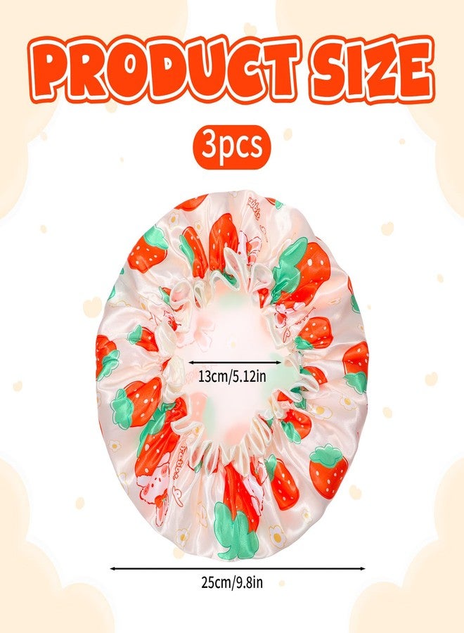 Jeffdad Kids Shower Caps, 3 PCS Toddler Cute Shower Cap Double Layers Shower Caps Cute Rabbit Bonnets Elastic Band Bonnet Satin and Eva Soft Kids Sleeping Cap Reusable Shower Cap - Image 2