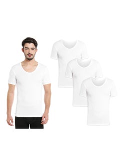 BYC MEN'S U-NECK COTTON UNDERSHIRT (PACK OF 3) - WHITE  - Image 1
