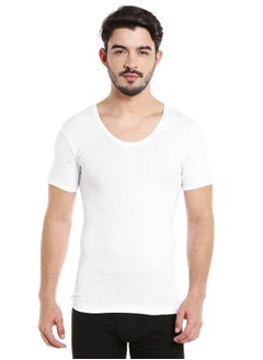 BYC MEN'S U-NECK COTTON UNDERSHIRT (PACK OF 3) - WHITE  - Image 3