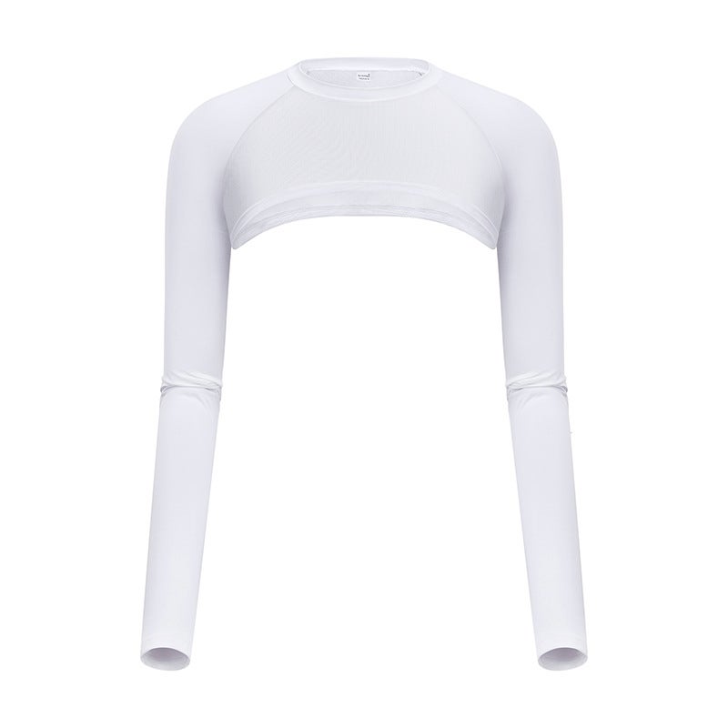 Generic Golf Ice Silk Sunscreen Shirt Womens Long Sleeve Shoulder Mesh Base Clothes Summer Thin Breathable Sunscreen Top White