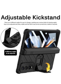 KASTWAVE Compatible Samsung Galaxy Z Fold 4 Case with Pen Holder, Built-in Tempered Glass Screen Protector+Adjustable Kickstand All-Inclusive Magnetic Hinged Protector Case for Z Fold 4 2022(Black)  - Image 5