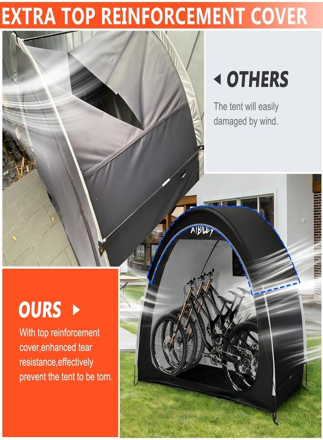 Aibiley Bike Storage Shed with Rain Cover,2X Sturdy 420D Polyester Cloth,Waterproof Outdoor Bicycle 2-3 Bikes Tent,Waterproof Zipper,Garden Tools,Toys,Backyard Mowers Shelter,8X Windproof Ropes - Image 4
