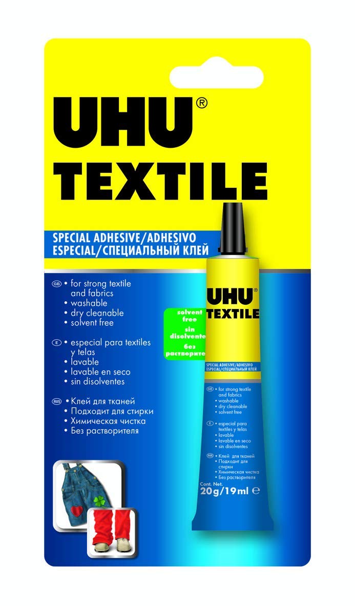 UHU Textile Solvent Free Fabric Glue - 19ml Transparent Adhesive for Textiles - Image 1