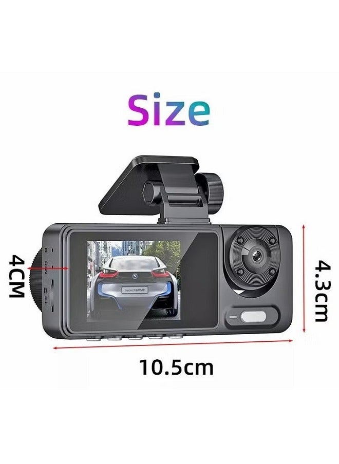 Makrystorm - 3 Channel Car DVR HD 4K and 1080P 3-Lens Inside Vehicle Dash CamThree Way Camera DVRs Recorder Video Registrator Dashcam Camcorder，with Loop Recording，64GB TF card，G-Sensor and 24H Parking Surveillance - Image 1