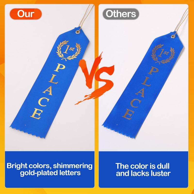 Berenlu 48PCS Award Ribbons, Medal Ribbons for 1st, 2nd, 3rd Place, Event Card & Rope Included, Perfect for Competitions, Sports Events, School Challenges, Vibrant Blue, Red, and White - Image 4