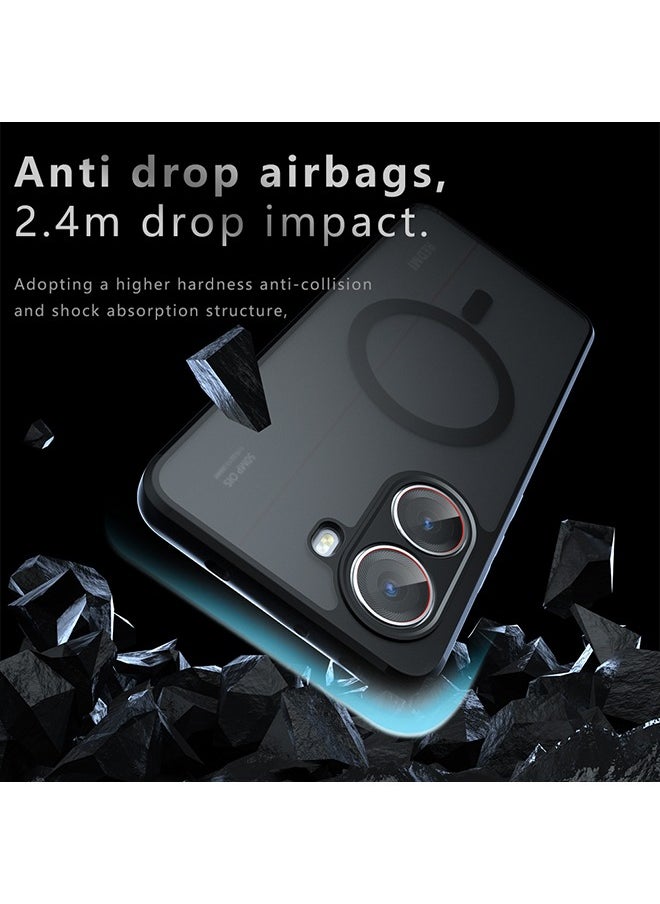 Generic Magnetic Case for Xiaomi POCO X7 Pro 5G, Frosted Translucent Back Protective Slim Phone Cover, Anti-Fingerprints, Anti-Fall Drop Protection, Shockproof Case for Xiaomi POCO X7 Pro 5G (Black)  - Image 2