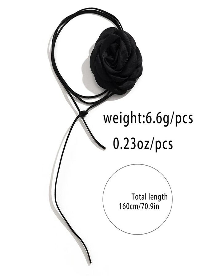 Wiwpar Vintage Black Flower Choker Necklace - Big Rose & Camellia Flower Velvet Choker for Women - Goth Style, Halloween Costume Jewelry - Image 5