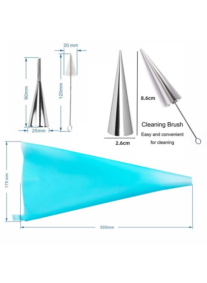 Joyeee 16 Pack Stainless Steel Cream Horn Molds Mini With Piping Bags Reusable Cream Icing Piping Nozzle Tip Long And Cleaning Nozzle Brush Baking Accessories Decorating Tool 3.4 Inch - Image 5