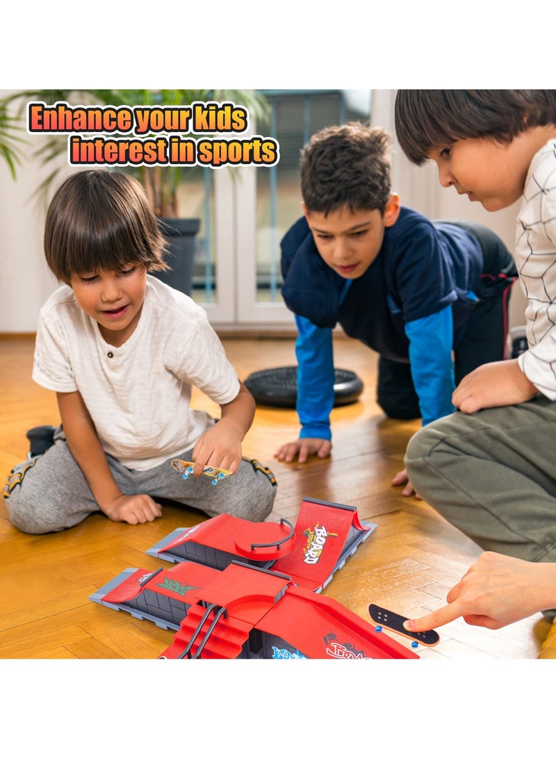 KASTWAVE Finger Skateboard Ramp Set, Mini Finger Skateboard and Ramp Accessories Set, Props Deck Track Ultimate Park Set, Ramps Fingerskate Toy Set for Kids Birthday Gift (E) - Image 5