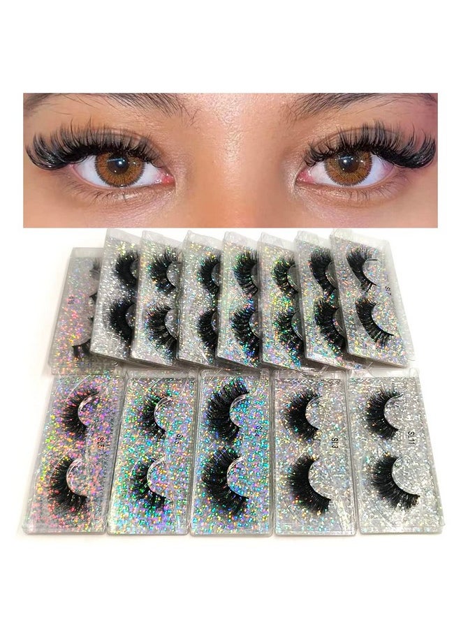U-Hotmi - 12Mm Faux Mink Lashes 10 Pairs Natural Thick Lashes Pack Fluffy Wholesale Fales Eyelashes - Image 1