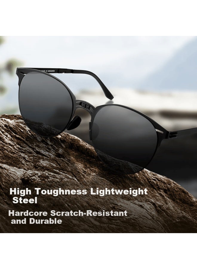 Pulais Folding Sungl For Men And Women, Ultra-lightweight, Ultra-thin, High-toughness, Stainless Steel Card-style Sungl - Image 3