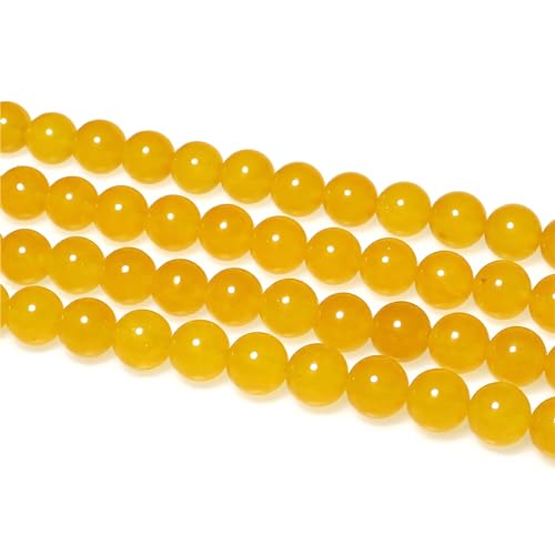 MJDCB Natural Yellow Jade Round Loose Beads for Jewelry Making DIY Bracelet Necklace (8mm) - Image 5