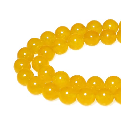 MJDCB Natural Yellow Jade Round Loose Beads for Jewelry Making DIY Bracelet Necklace (8mm) - Image 1