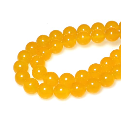 MJDCB Natural Yellow Jade Round Loose Beads for Jewelry Making DIY Bracelet Necklace (8mm) - Image 3