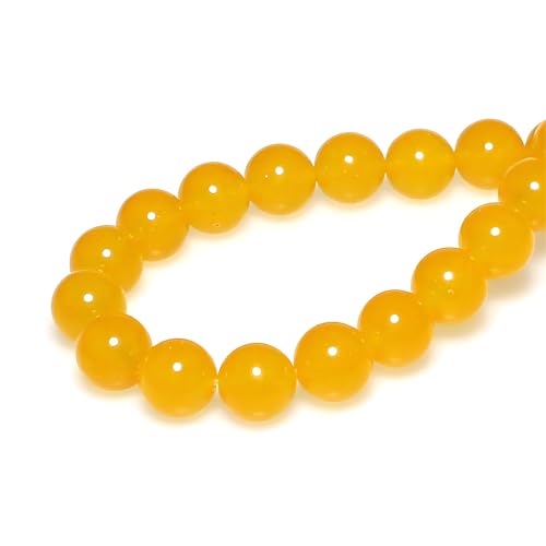 MJDCB Natural Yellow Jade Round Loose Beads for Jewelry Making DIY Bracelet Necklace (8mm) - Image 2