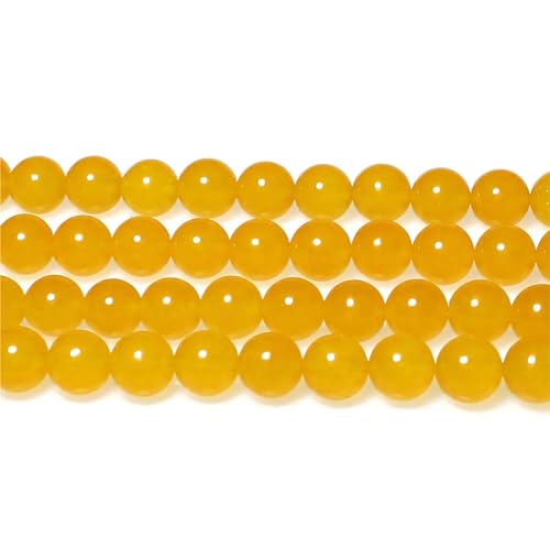 MJDCB Natural Yellow Jade Round Loose Beads for Jewelry Making DIY Bracelet Necklace (8mm) - Image 4