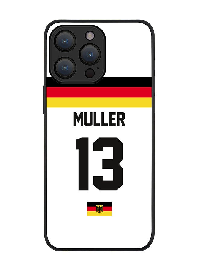 Stylizedd Cover for iPhone 15 Pro Max Case Rugged Black Slim fit Flexible Protective Phone Cases - Football Team - GermanyPlayer Name - Muller - Image 1