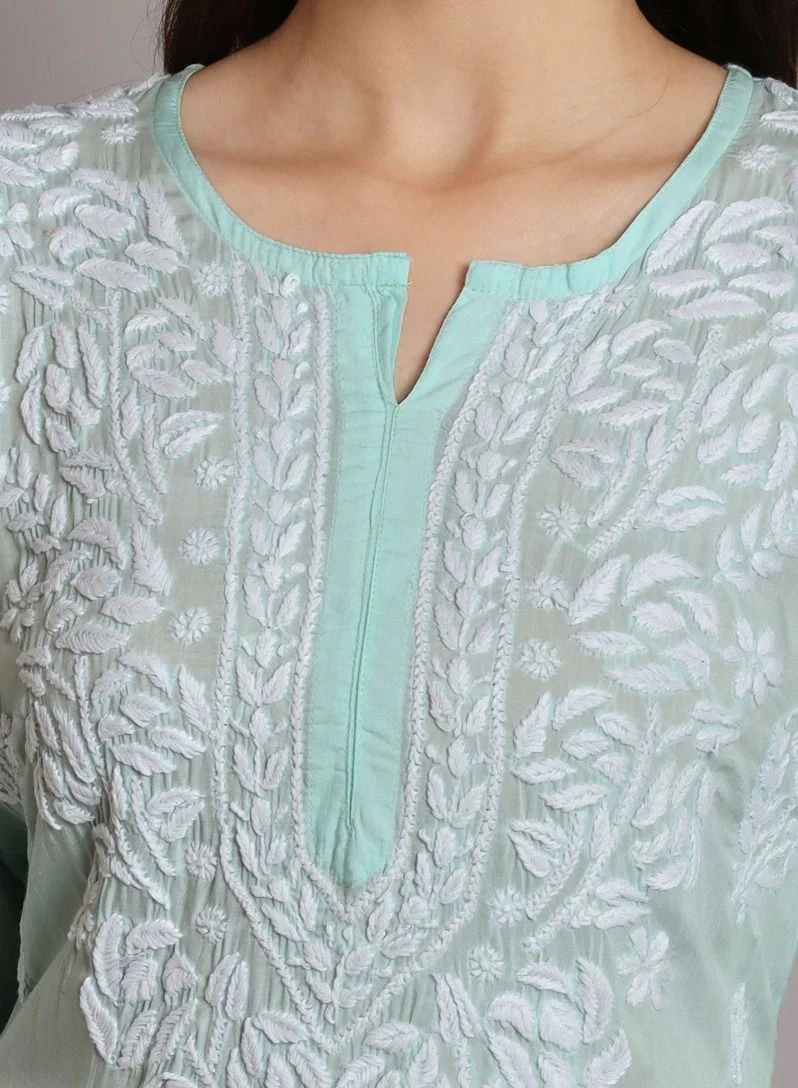 Alaya Hand Embroidered Chikan Modal Straight Kurta Palazzos AL3668