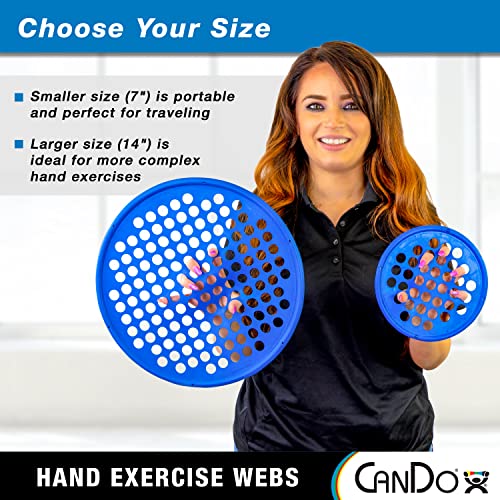 CanDo Hand Exercise Webs for Physical Therapy, Grip Strengthening, and Hand, Finger, Wrist Resistance Workouts, Portable Size, Latex Free, 7" Diameter, Blue: Heavy - Image 2