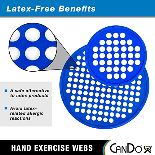 CanDo Hand Exercise Webs for Physical Therapy, Grip Strengthening, and Hand, Finger, Wrist Resistance Workouts, Portable Size, Latex Free, 7" Diameter, Blue: Heavy - Image 5