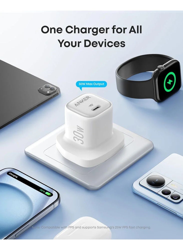Anker 30W USB C Plug, Zolo Compact GaN USB C Charger, Enhanced Temperature Control, Compact Design and 3X Faster Charging, Compatible with iPhone, iPad, Samsung, Pixel, and More - Image 3