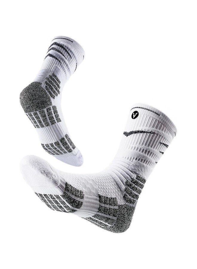 VEIDOORN (Veidoorn) Regenerated Series Elite Basketball Socks With Towel Bottom High Tube Sports Men White Three Pairs One Size - Image 2