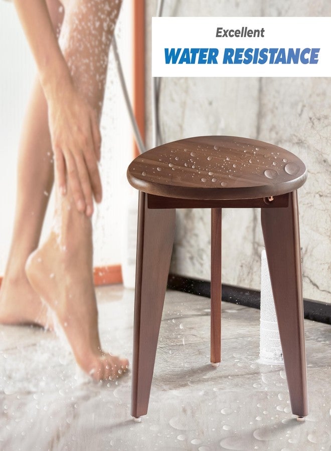 BLUEWEST Shower Foot Stool for Shaving Legs, Acacia Wood Shower Foot Rest (Walnut, Round Seat) - Image 5